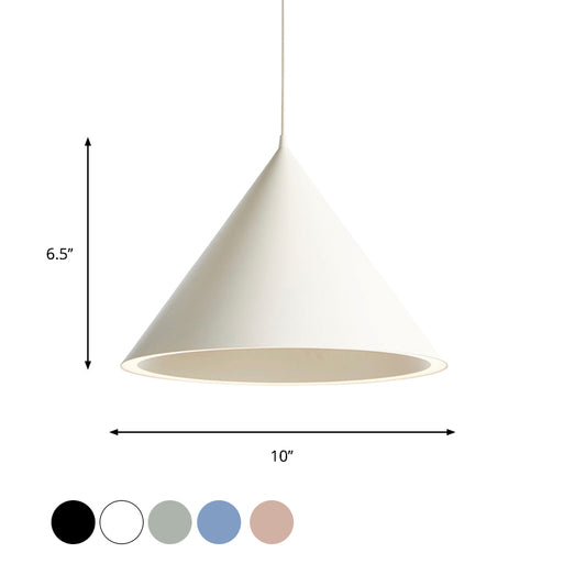 10"/12.5" Diameter 1 Light Conical Hanging Lamp Nordic Stylish Black/Blue Metal Pendant Light over Table Clearhalo 'Ceiling Lights' 'Modern Pendants' 'Modern' 'Pendant Lights' 'Pendants' Lighting' 1416853