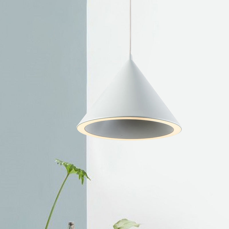 10"/12.5" Diameter 1 Light Conical Hanging Lamp Nordic Stylish Black/Blue Metal Pendant Light over Table Green Clearhalo 'Ceiling Lights' 'Modern Pendants' 'Modern' 'Pendant Lights' 'Pendants' Lighting' 1416869