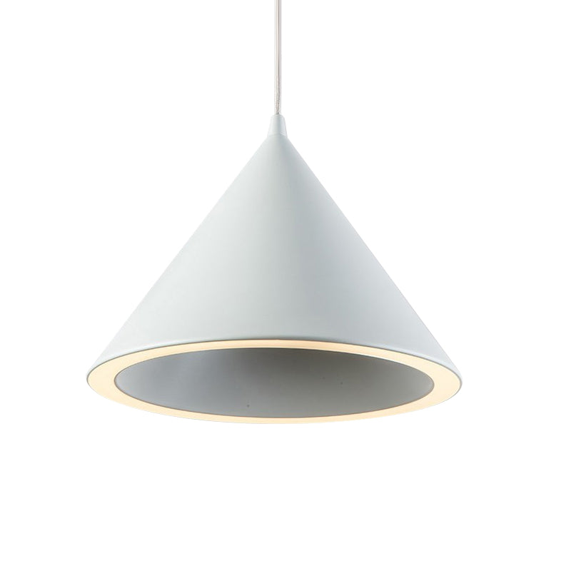 10"/12.5" Diameter 1 Light Conical Hanging Lamp Nordic Stylish Black/Blue Metal Pendant Light over Table Clearhalo 'Ceiling Lights' 'Modern Pendants' 'Modern' 'Pendant Lights' 'Pendants' Lighting' 1416870