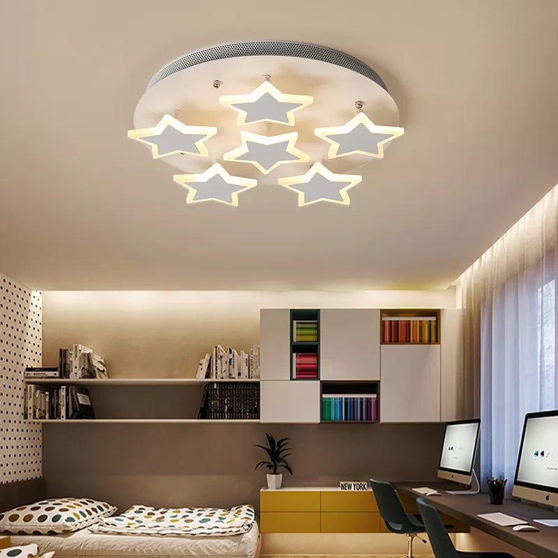 Acrylic Starry Ceiling Mount Light Romantic Flush Light in White Finish for Girls Bedroom Clearhalo 'Ceiling Lights' 'Close To Ceiling Lights' 'Close to ceiling' 'Flush mount' Lighting' 14170
