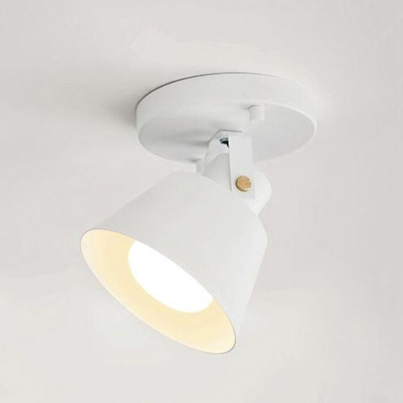 Black/White 1 Head Semi Flush Ceiling Light Loft Stylish Metallic Conical Shade Rotatable Ceiling Lamp Clearhalo 'Ceiling Lights' 'Close To Ceiling Lights' 'Close to ceiling' 'Semi-flushmount' Lighting' 1417178