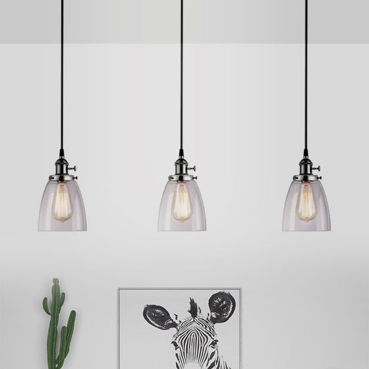 3 Lights Multi Pendant with Cone Shade Ribbed Clear Glass Farmhouse Dining Room Hanging Light Fixture, Linear Canopy Clearhalo 'Ceiling Lights' 'Glass shade' 'Glass' 'Industrial Pendants' 'Industrial' 'Island Lights' 'Middle Century Pendants' 'Pendant Lights' 'Pendants' 'Tiffany' Lighting' 1417194