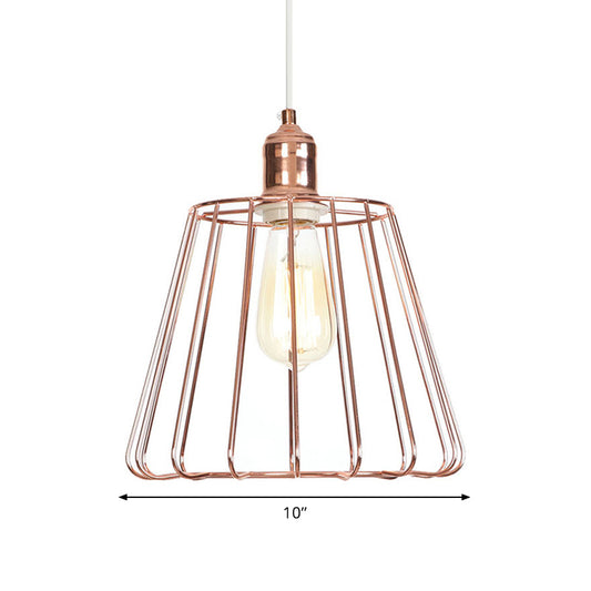 Tapered Pendant Lighting with Rose Gold Metal Cage 1 Light Modern Drop Ceiling Light in Rose Gold Clearhalo 'Art Deco Pendants' 'Cast Iron' 'Ceiling Lights' 'Ceramic' 'Crystal' 'Industrial Pendants' 'Industrial' 'Metal' 'Middle Century Pendants' 'Pendant Lights' 'Pendants' 'Tiffany' Lighting' 1417357