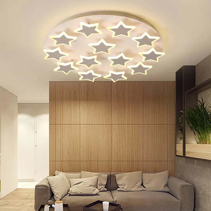 Acrylic Starry Ceiling Mount Light Romantic Flush Light in White Finish for Girls Bedroom Clearhalo 'Ceiling Lights' 'Close To Ceiling Lights' 'Close to ceiling' 'Flush mount' Lighting' 14174
