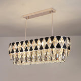 Black Finish 12 Heads Island Lighting Modern Clear Crystal Draping Oval Chandelier Lamp Fixture Clearhalo 'Ceiling Lights' 'Island Lights' Lighting' 1417425