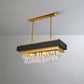 5 Heads Rectangle Hanging Light Modern Black and Gold Finish Clear Crystal Prisms Island Lamp Clearhalo 'Ceiling Lights' 'Island Lights' Lighting' 1417433