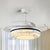 LED Round Pendant Fan Lamp Modern White Clear Crystal Blocks Semi Flush with 4 Blades, 21.5" Wide White B Clearhalo 'Ceiling Fans with Lights' 'Ceiling Fans' 'Modern Ceiling Fans' 'Modern' Lighting' 1417452