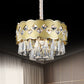 Gold Finish Drum Chandelier Modern Clear Crystal Drops 9 Heads Great Room Pendant Lighting, 19.5"/23.5" Width Clearhalo 'Ceiling Lights' 'Chandeliers' 'Modern Chandeliers' 'Modern' Lighting' 1417476