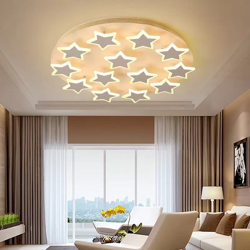 Acrylic Starry Ceiling Mount Light Romantic Flush Light in White Finish for Girls Bedroom Clearhalo 'Ceiling Lights' 'Close To Ceiling Lights' 'Close to ceiling' 'Flush mount' Lighting' 14175