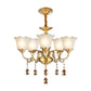 3/5 Bulbs Scrolls Hanging Lamp Traditional Gold Crystal Floral Shade Chandelier with Clear Glass Drops Clearhalo 'Ceiling Lights' 'Chandeliers' Lighting' options 1417564