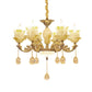 6 Heads Swirling Arm Chandelier Light Traditional Brass Crystal Bell Shade Pendant with Clear Glass Drops Clearhalo 'Ceiling Lights' 'Chandeliers' Lighting' options 1417573