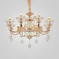 6/8 Bulbs Suspension Lighting Traditional Flower Clear Crystal Shade Chandelier with Curvy Arm in Gold Clearhalo 'Ceiling Lights' 'Chandeliers' Lighting' options 1417592