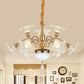 Gold 7/10 Bulbs Ceiling Light Modern Clear Crystal Floral Shade Scrolls Hanging Chandelier 10 Gold Clearhalo 'Ceiling Lights' 'Chandeliers' 'Modern Chandeliers' 'Modern' Lighting' 1417633