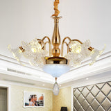 Gold 7/10 Bulbs Ceiling Light Modern Clear Crystal Floral Shade Scrolls Hanging Chandelier 7 Gold Clearhalo 'Ceiling Lights' 'Chandeliers' 'Modern Chandeliers' 'Modern' Lighting' 1417637