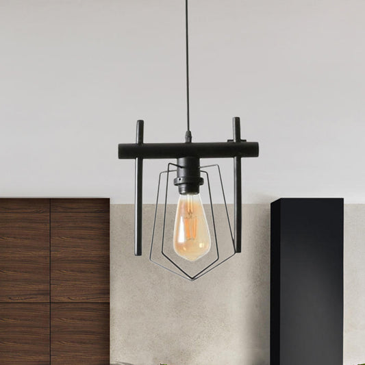 1/2/3-Bulb Caged Pendant Light Vintage Stylish Black Metal Hanging Light Fixture with Cord for Dining Table Clearhalo 'Art Deco Pendants' 'Black' 'Cast Iron' 'Ceiling Lights' 'Ceramic' 'Crystal' 'Industrial Pendants' 'Industrial' 'Metal' 'Middle Century Pendants' 'Pendant Lights' 'Pendants' 'Rustic Pendants' 'Tiffany' Lighting' 1417817