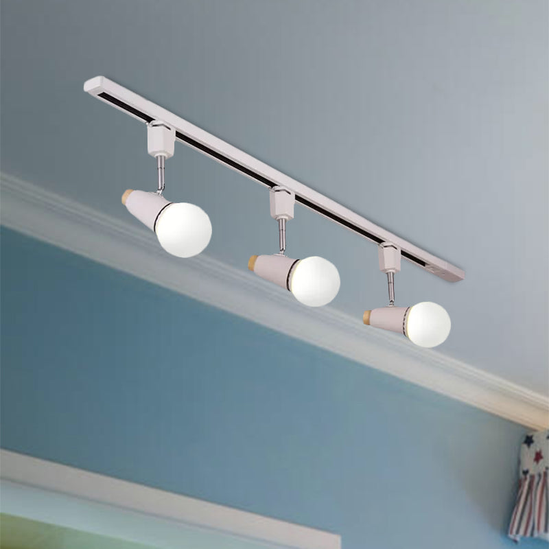 Metallic Linear Ceiling Light Fixture with Cup Shade Industrial 3/4 Heads Adjustable Semi Flush Track Lighting in Black/White Clearhalo 'Ceiling Lights' 'Close To Ceiling Lights' 'Close to ceiling' 'Flush mount' 'Industrial Flush Mount' Lighting' 1417821
