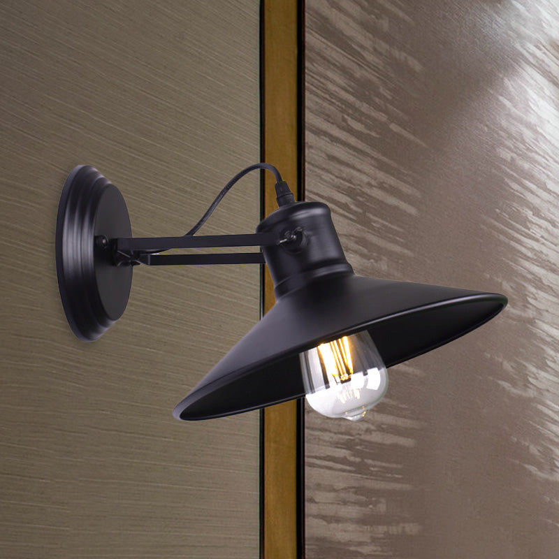 Metallic Saucer Sconce Wall Lighting Antique Style 1 Bulb Corridor Wall Sconce Lamp in Black/Rust Clearhalo 'Art deco wall lights' 'Cast Iron' 'Glass' 'Industrial wall lights' 'Industrial' 'Middle century wall lights' 'Modern' 'Rustic wall lights' 'Tiffany' 'Traditional wall lights' 'Wall Lamps & Sconces' 'Wall Lights' Lighting' 1417953