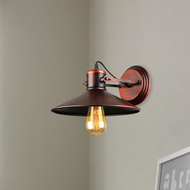 Metallic Saucer Sconce Wall Lighting Antique Style 1 Bulb Corridor Wall Sconce Lamp in Black/Rust Clearhalo 'Art deco wall lights' 'Cast Iron' 'Glass' 'Industrial wall lights' 'Industrial' 'Middle century wall lights' 'Modern' 'Rustic wall lights' 'Tiffany' 'Traditional wall lights' 'Wall Lamps & Sconces' 'Wall Lights' Lighting' 1417957