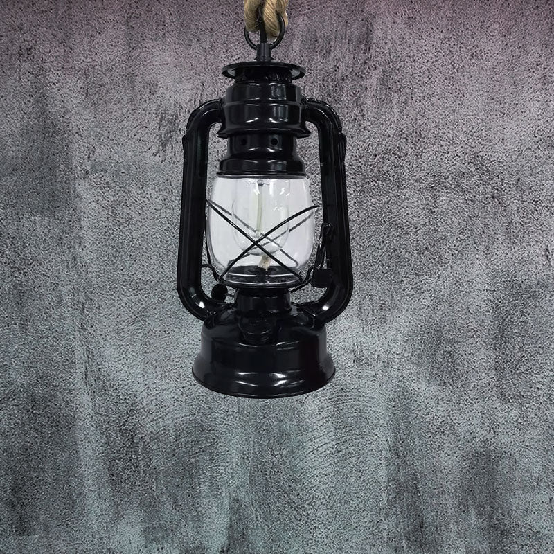 Black/Bronze/Antique Brass 1 Light Pendant Ceiling Light Industrial Clear Glass Kerosene Hanging Lamp for Coffee Shop Clearhalo 'Art Deco Pendants' 'Black' 'Cast Iron' 'Ceiling Lights' 'Ceramic' 'Crystal' 'Industrial Pendants' 'Industrial' 'Metal' 'Middle Century Pendants' 'Pendant Lights' 'Pendants' 'Rustic Pendants' 'Tiffany' Lighting' 1417962