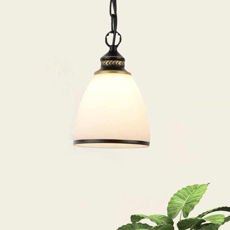 Single-Bulb Dome Pendant Lighting Factory Black/Brass Frosted Glass Hanging Light Fixture Clearhalo 'Ceiling Lights' 'Glass shade' 'Glass' 'Industrial Pendants' 'Industrial' 'Middle Century Pendants' 'Pendant Lights' 'Pendants' 'Tiffany' Lighting' 1417975