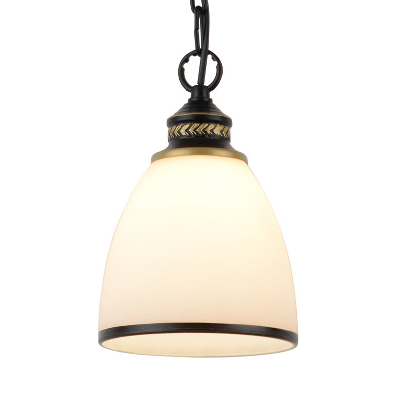 Single-Bulb Dome Pendant Lighting Factory Black/Brass Frosted Glass Hanging Light Fixture Clearhalo 'Ceiling Lights' 'Glass shade' 'Glass' 'Industrial Pendants' 'Industrial' 'Middle Century Pendants' 'Pendant Lights' 'Pendants' 'Tiffany' Lighting' 1417976