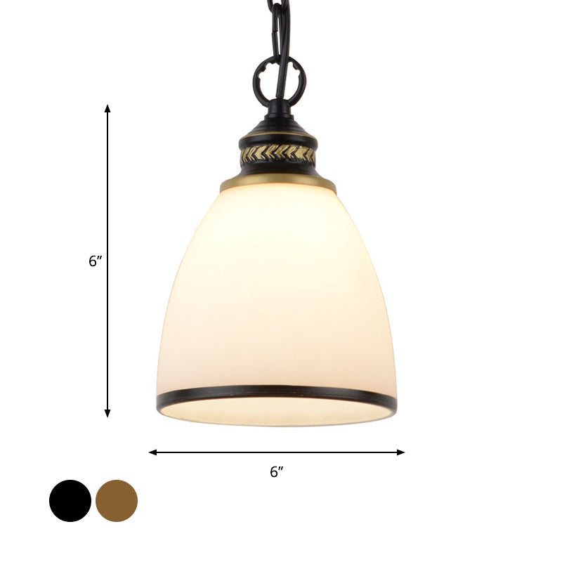 Single-Bulb Dome Pendant Lighting Factory Black/Brass Frosted Glass Hanging Light Fixture Clearhalo 'Ceiling Lights' 'Glass shade' 'Glass' 'Industrial Pendants' 'Industrial' 'Middle Century Pendants' 'Pendant Lights' 'Pendants' 'Tiffany' Lighting' 1417977