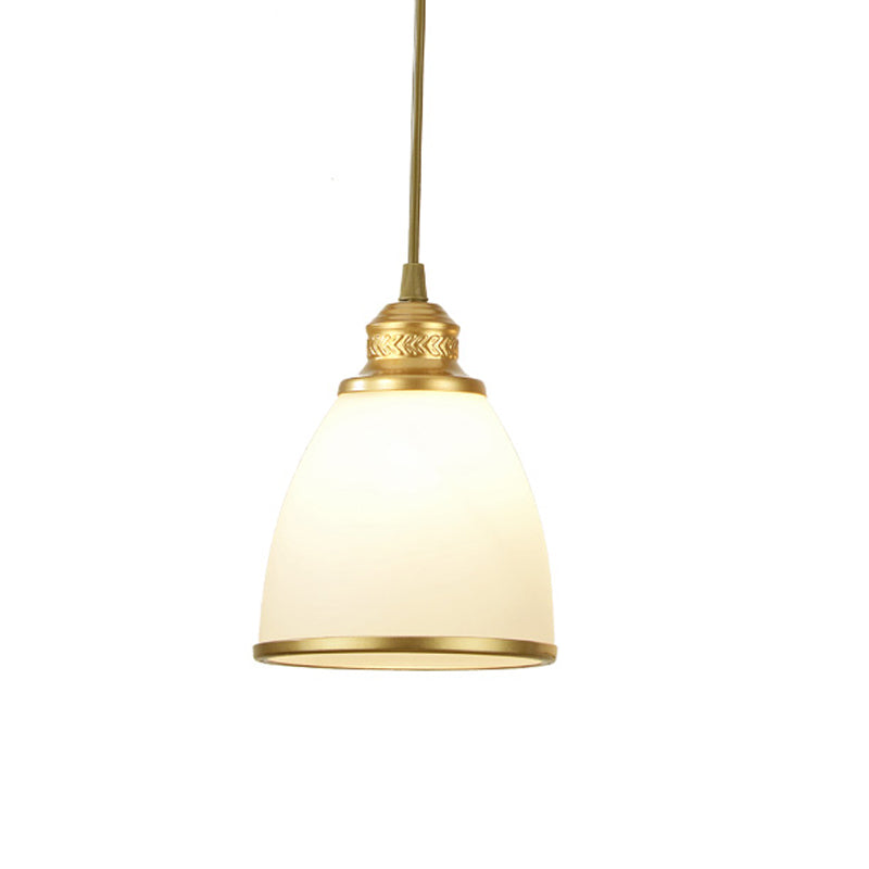 Single-Bulb Dome Pendant Lighting Factory Black/Brass Frosted Glass Hanging Light Fixture Clearhalo 'Ceiling Lights' 'Glass shade' 'Glass' 'Industrial Pendants' 'Industrial' 'Middle Century Pendants' 'Pendant Lights' 'Pendants' 'Tiffany' Lighting' 1417980