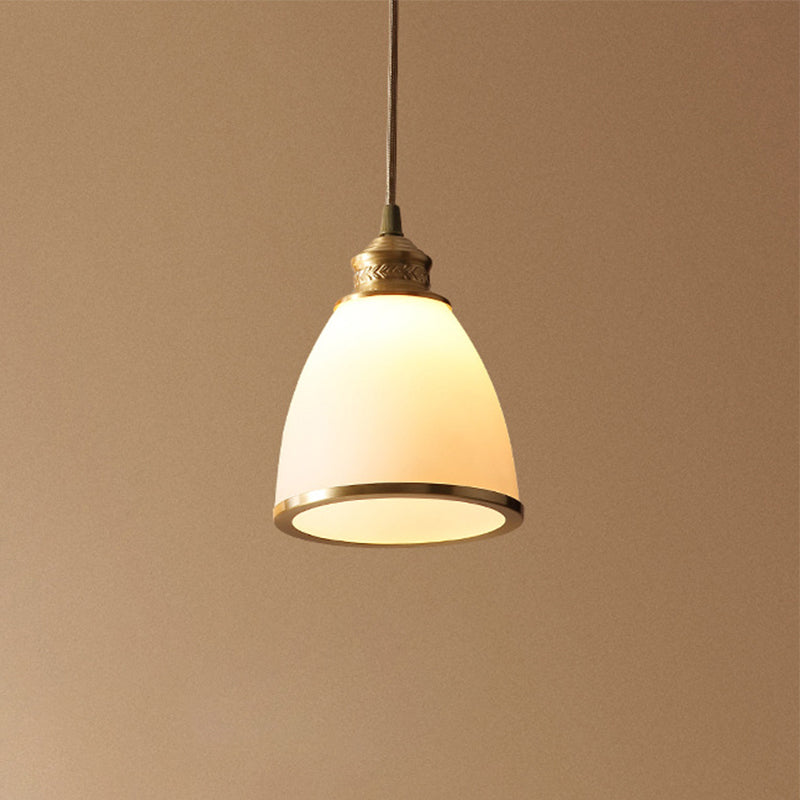 Single-Bulb Dome Pendant Lighting Factory Black/Brass Frosted Glass Hanging Light Fixture Clearhalo 'Ceiling Lights' 'Glass shade' 'Glass' 'Industrial Pendants' 'Industrial' 'Middle Century Pendants' 'Pendant Lights' 'Pendants' 'Tiffany' Lighting' 1417981