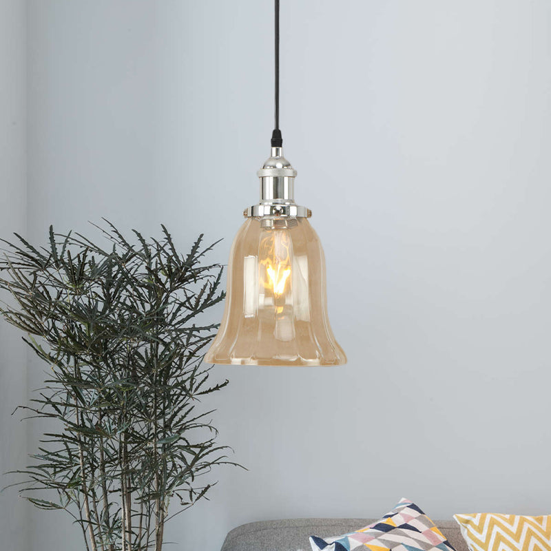 Bronze/Antique Brass/Copper 1 Light Pendant Lighting Industrial Clear Glass Bell Hanging Lamp for Indoor Clearhalo 'Ceiling Lights' 'Glass shade' 'Glass' 'Industrial Pendants' 'Industrial' 'Middle Century Pendants' 'Pendant Lights' 'Pendants' 'Tiffany' Lighting' 1418023
