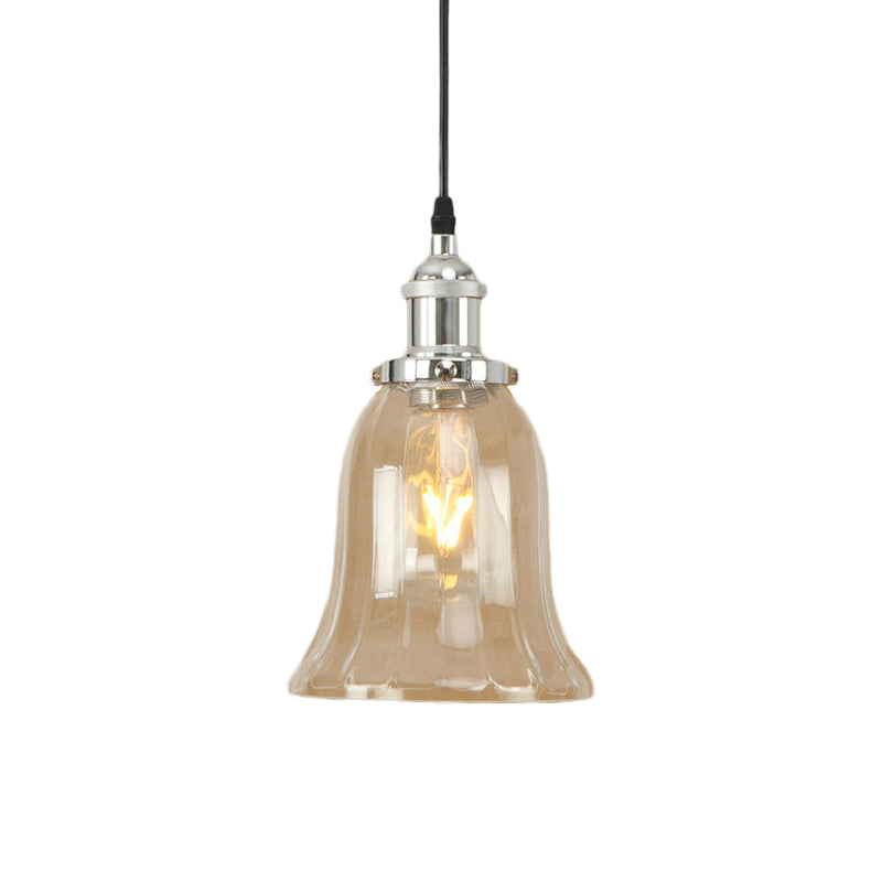 Bronze/Antique Brass/Copper 1 Light Pendant Lighting Industrial Clear Glass Bell Hanging Lamp for Indoor Clearhalo 'Ceiling Lights' 'Glass shade' 'Glass' 'Industrial Pendants' 'Industrial' 'Middle Century Pendants' 'Pendant Lights' 'Pendants' 'Tiffany' Lighting' 1418024