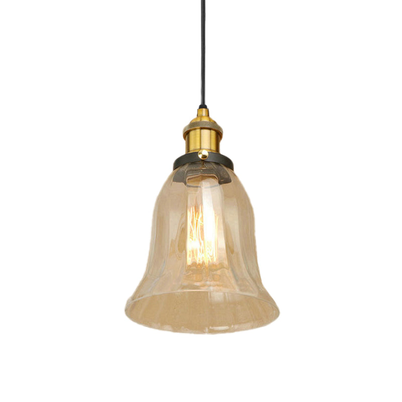 Bronze/Antique Brass/Copper 1 Light Pendant Lighting Industrial Clear Glass Bell Hanging Lamp for Indoor Clearhalo 'Ceiling Lights' 'Glass shade' 'Glass' 'Industrial Pendants' 'Industrial' 'Middle Century Pendants' 'Pendant Lights' 'Pendants' 'Tiffany' Lighting' 1418028
