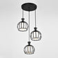 Metal Dome Cage Ceiling Pendant with Milk Glass Shade Retro Style 3 Bulb Indoor Hanging Light in Black/White Clearhalo 'Ceiling Lights' 'Modern Pendants' 'Modern' 'Pendant Lights' 'Pendants' Lighting' 1418192