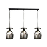 Wine Glass Metal Pendant Light Fixture with Cage Shade Industrial 3 Lights Dining Room Ceiling Light in Black/White Clearhalo 'Art Deco Pendants' 'Black' 'Cast Iron' 'Ceiling Lights' 'Ceramic' 'Crystal' 'Industrial Pendants' 'Industrial' 'Metal' 'Middle Century Pendants' 'Pendant Lights' 'Pendants' 'Rustic Pendants' 'Tiffany' Lighting' 1418231