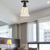 One Bulb Lighting Fixture Industrial Flared Clear Glass Semi Flush Mount Light in Black/Bronze/Copper Black Clearhalo 'Ceiling Lights' 'Close To Ceiling Lights' 'Close to ceiling' 'Flush mount' 'Industrial Flush Mount' Lighting' 141828