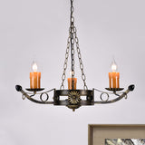 Three-head Antique Chandeliers Metal Candle Ceiling Pendant Light in Brass for Coffee Shop Clearhalo 'Ceiling Lights' 'Chandeliers' Lighting' options 1418366