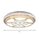 LED Lighting Fixture Contemporary Circular Clear Rectangular-Cut Crystals Flush Mount with Flower Design - Clearhalo - 'Ceiling Lights' - 'Close To Ceiling Lights' - 'Close to ceiling' - 'Flush mount' - Lighting' - 1418419