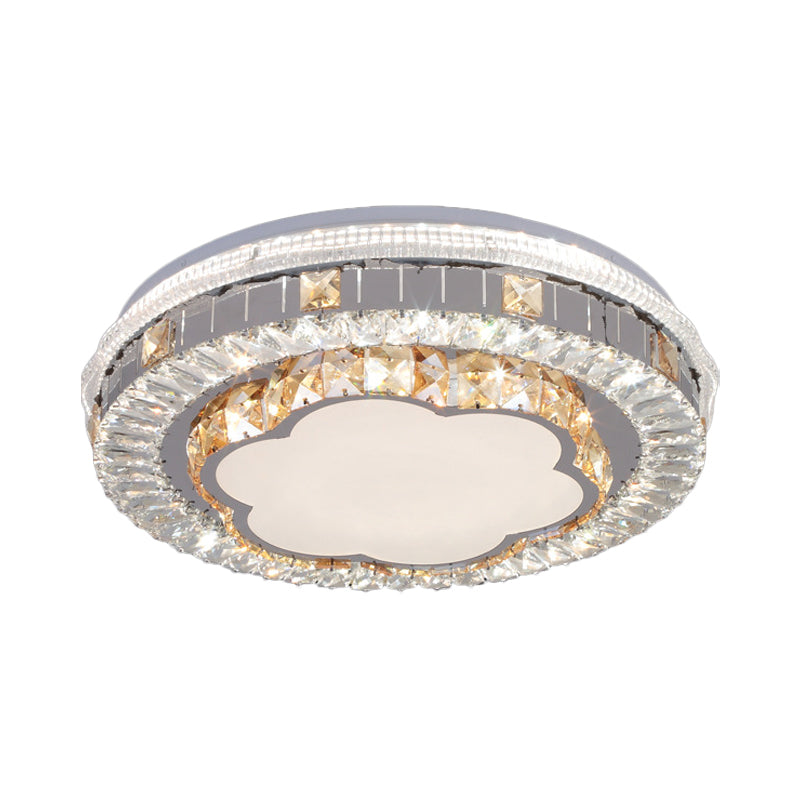 Trellis/Flower Cut Crystal Blocks Flush Mount Modern Sleeping Room LED Ceiling Light Fixture in White Clearhalo 'Ceiling Lights' 'Close To Ceiling Lights' 'Close to ceiling' 'Flush mount' Lighting' 1418440
