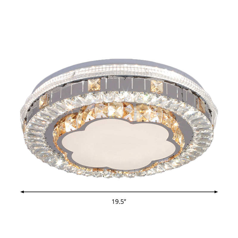 Trellis/Flower Cut Crystal Blocks Flush Mount Modern Sleeping Room LED Ceiling Light Fixture in White Clearhalo 'Ceiling Lights' 'Close To Ceiling Lights' 'Close to ceiling' 'Flush mount' Lighting' 1418441