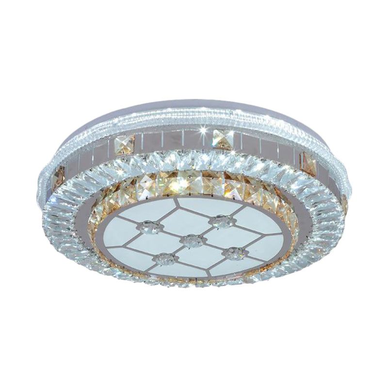 Trellis/Flower Cut Crystal Blocks Flush Mount Modern Sleeping Room LED Ceiling Light Fixture in White Clearhalo 'Ceiling Lights' 'Close To Ceiling Lights' 'Close to ceiling' 'Flush mount' Lighting' 1418445
