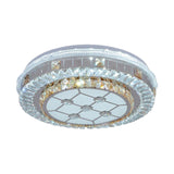 Trellis/Flower Cut Crystal Blocks Flush Mount Modern Sleeping Room LED Ceiling Light Fixture in White Clearhalo 'Ceiling Lights' 'Close To Ceiling Lights' 'Close to ceiling' 'Flush mount' Lighting' 1418445