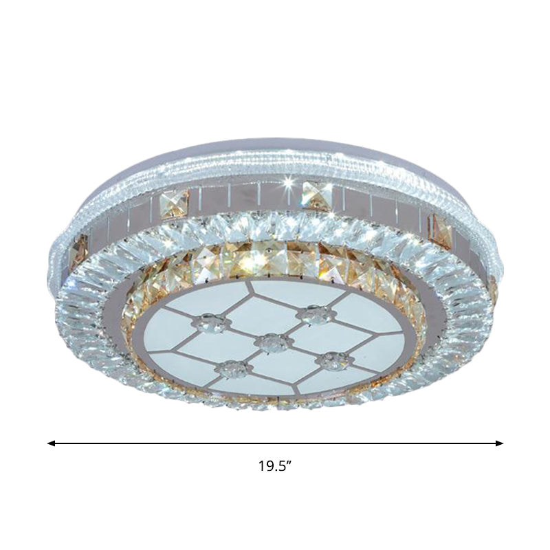 Trellis/Flower Cut Crystal Blocks Flush Mount Modern Sleeping Room LED Ceiling Light Fixture in White Clearhalo 'Ceiling Lights' 'Close To Ceiling Lights' 'Close to ceiling' 'Flush mount' Lighting' 1418446