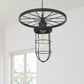 Metal Wire Cage Ceiling Fixture with Wheel Deco Industrial Style 1 Head Dining Room Pendant Ceiling Light in Black Clearhalo 'Art Deco Pendants' 'Black' 'Cast Iron' 'Ceiling Lights' 'Ceramic' 'Crystal' 'Industrial Pendants' 'Industrial' 'Metal' 'Middle Century Pendants' 'Pendant Lights' 'Pendants' 'Rustic Pendants' 'Tiffany' Lighting' 1418487