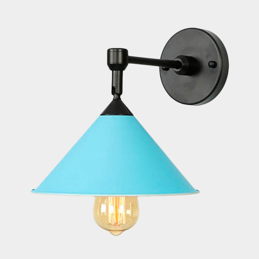 Black/Gray Conical Sconce Light Industrial Stylish Metallic 1 Head Bathroom Wall Sconce Lamp Clearhalo 'Cast Iron' 'Glass' 'Industrial' 'Modern wall lights' 'Modern' 'Tiffany' 'Traditional wall lights' 'Wall Lamps & Sconces' 'Wall Lights' Lighting' 1418614