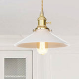 White Cone Shaped Hanging Lamp Mid Century Metal 1 Light Coffee Shop Suspended Light Clearhalo 'Art Deco Pendants' 'Cast Iron' 'Ceiling Lights' 'Ceramic' 'Crystal' 'Industrial Pendants' 'Industrial' 'Metal' 'Middle Century Pendants' 'Pendant Lights' 'Pendants' 'Tiffany' Lighting' 1418640