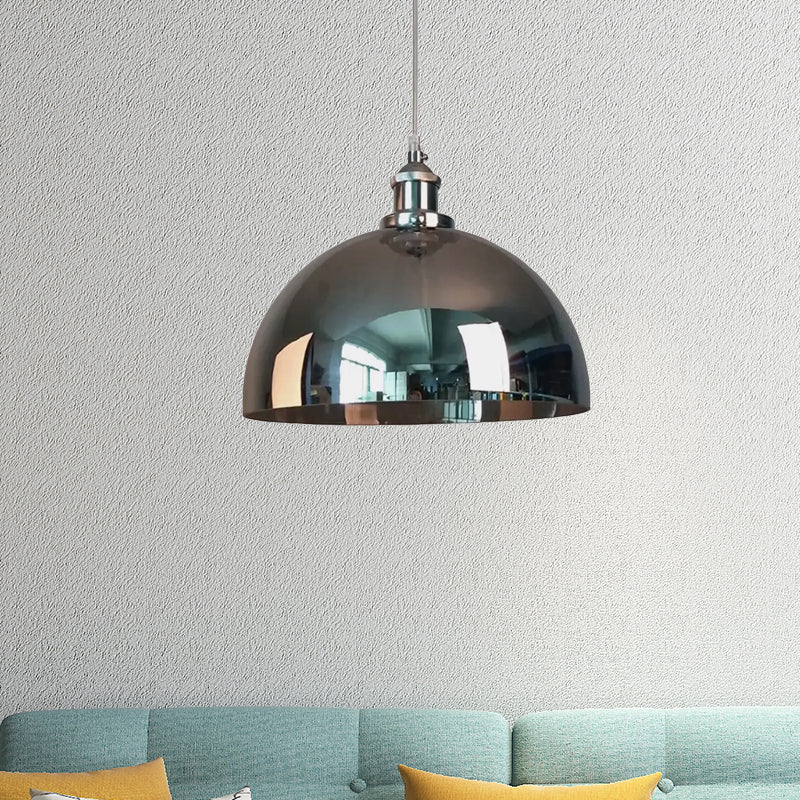 Vintage Globe/Bowl/Dome Hanging Ceiling Light 1 Light Mirrored Glass Pendant Lighting in Chrome Clearhalo 'Ceiling Lights' 'Glass shade' 'Glass' 'Pendant Lights' 'Pendants' Lighting' 1418644