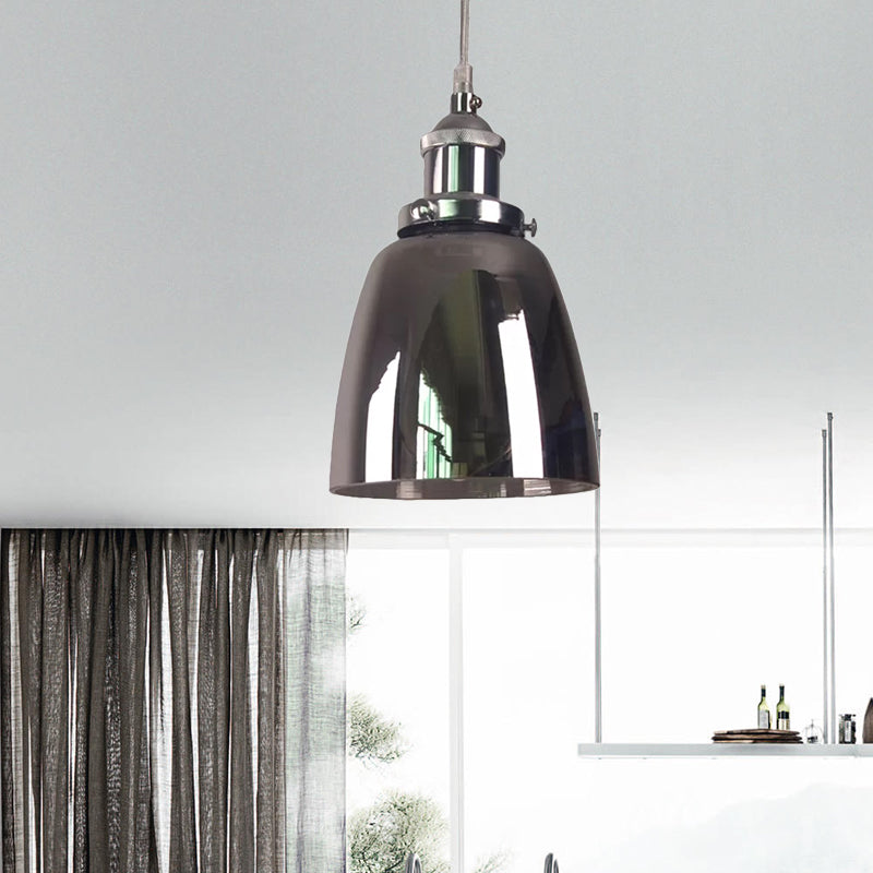 Vintage Globe/Bowl/Dome Hanging Ceiling Light 1 Light Mirrored Glass Pendant Lighting in Chrome Clearhalo 'Ceiling Lights' 'Glass shade' 'Glass' 'Pendant Lights' 'Pendants' Lighting' 1418645