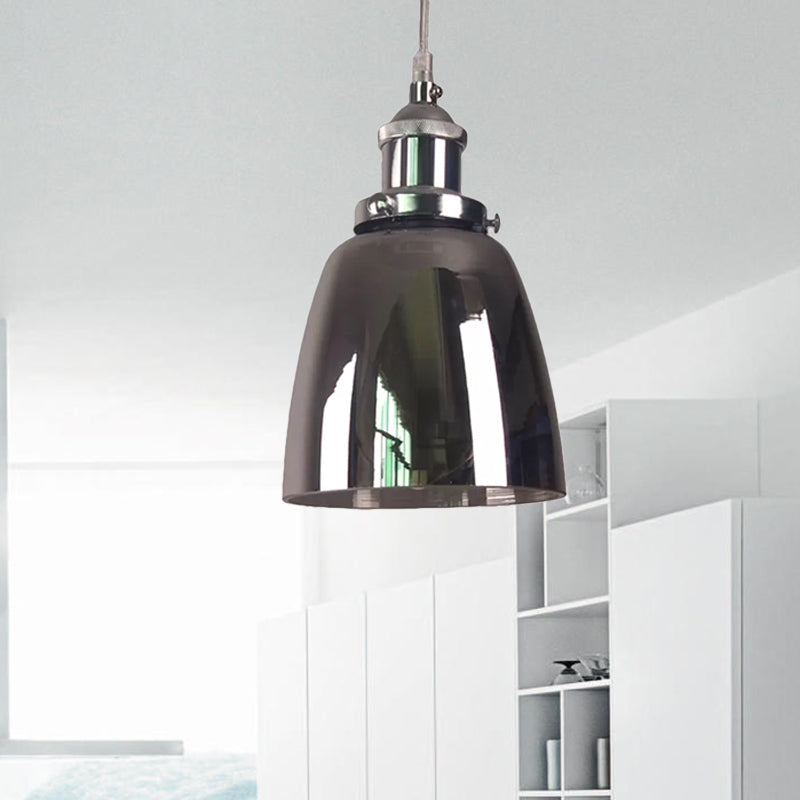 Vintage Globe/Bowl/Dome Hanging Ceiling Light 1 Light Mirrored Glass Pendant Lighting in Chrome Clearhalo 'Ceiling Lights' 'Glass shade' 'Glass' 'Pendant Lights' 'Pendants' Lighting' 1418646