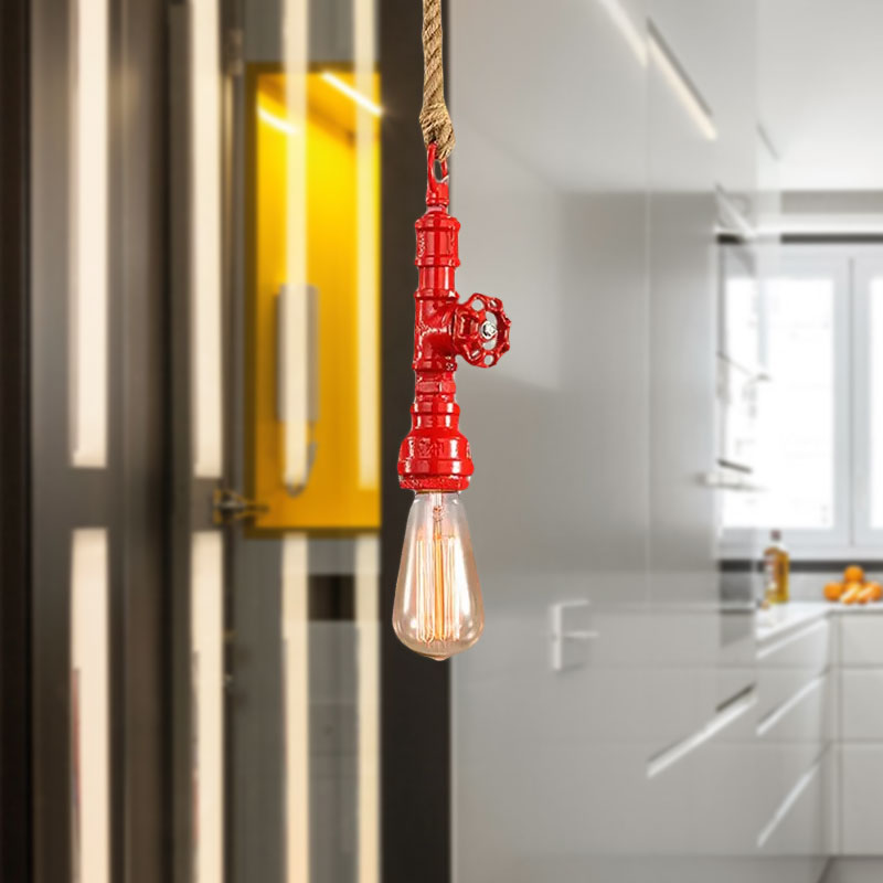 Red/Blue Finish Pipe Ceiling Light Fixture Industrial Style Iron 1 Light Stairway Suspended Lamp Clearhalo 'Art Deco Pendants' 'Cast Iron' 'Ceiling Lights' 'Ceramic' 'Crystal' 'Industrial Pendants' 'Industrial' 'Metal' 'Middle Century Pendants' 'Pendant Lights' 'Pendants' 'Tiffany' Lighting' 1418668