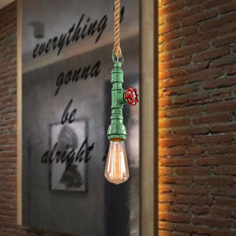 Red/Blue Finish Pipe Ceiling Light Fixture Industrial Style Iron 1 Light Stairway Suspended Lamp Clearhalo 'Art Deco Pendants' 'Cast Iron' 'Ceiling Lights' 'Ceramic' 'Crystal' 'Industrial Pendants' 'Industrial' 'Metal' 'Middle Century Pendants' 'Pendant Lights' 'Pendants' 'Tiffany' Lighting' 1418669
