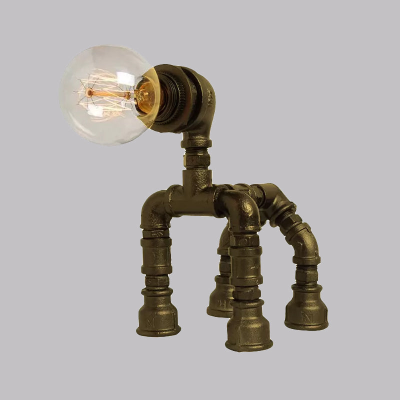1 Bulb Water Pipe Table Lighting with Dog Design Steampunk Black/Bronze Metallic Table Lamp for Children Bedroom Clearhalo 'Lamps' 'Table Lamps' Lighting' 1418718